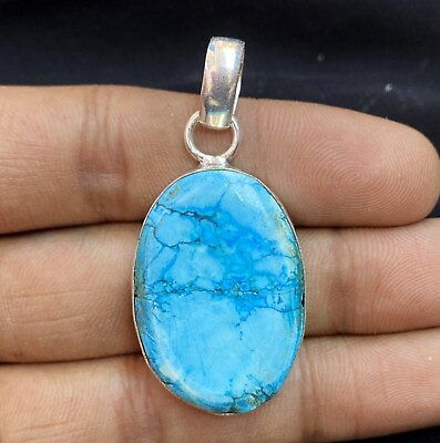#ad Turquoise Gemstone Pendant 925 Sterling Silver Handmade Pendant Jewelry Gift $9.45