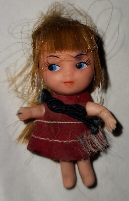 #ad Vtg Small Vinyl Rubber Doll Kiddle Size 2 5 8quot; Hong Kong Red Hair Blue Eyes $13.00