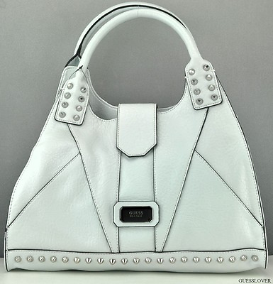 #ad Free Ship USA Prime Handbag GUESS SATCHEL Rebel Stud Ladies White Bag Chic $146.99