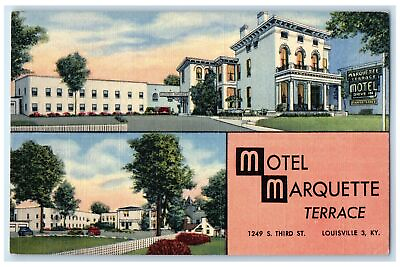 #ad c1940s Motel Marquette Terrace Exterior Louisville Kentucky KY Unposted Postcard $9.95