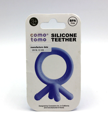 #ad Comotomo Silicone Baby Teether Blue 1.75x1.75x3 Inch 3 Months $11.99