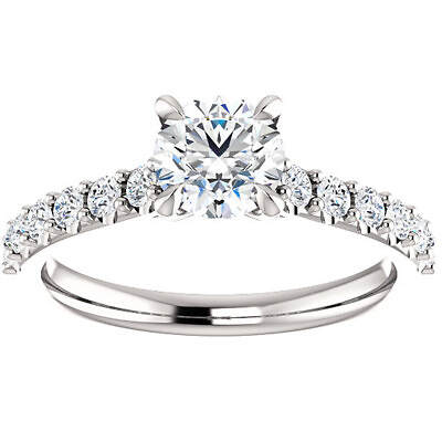 #ad 1 Ct Round Diamond Engagement Ring 14k White Gold Prong Set Single Row $853.34