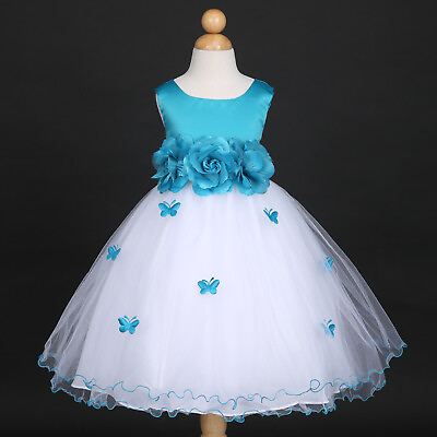 #ad Easter Butterfly Applique Princess Wedding Flower Girl Dress 6M 10 Years Old $30.99