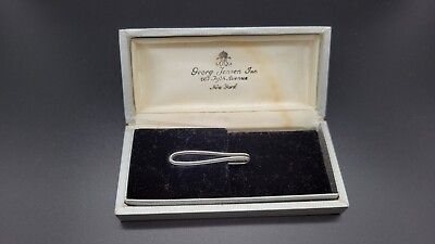#ad Vintage Georg Jensen Denmark Sterling Silver Tie Clip #50 B w Original Case $110.99