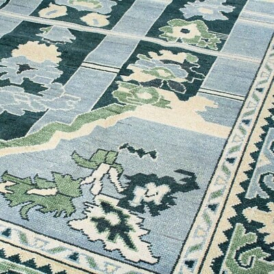 #ad Oushak Rug Handmade Knotted Ivory Moss Green Beige Antique Turkish Carpet $251.42