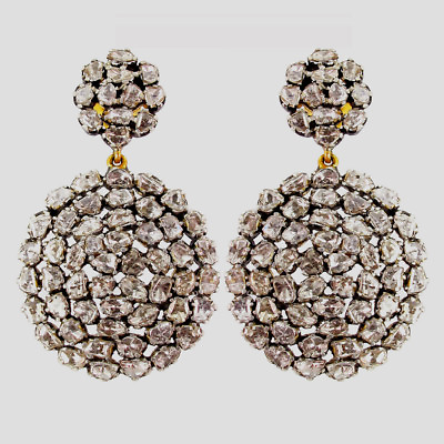 #ad Earrings Jewelry Natural Diamond Polki Uncut 925 Sterling Silver Vintage Earring $999.00