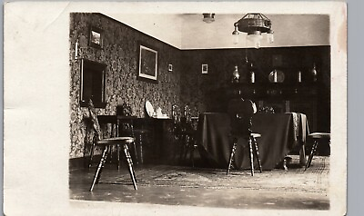 #ad ANTIQUE HOUSE INTERIOR DINING ROOM c1910 real photo postcard rppc germany $10.00