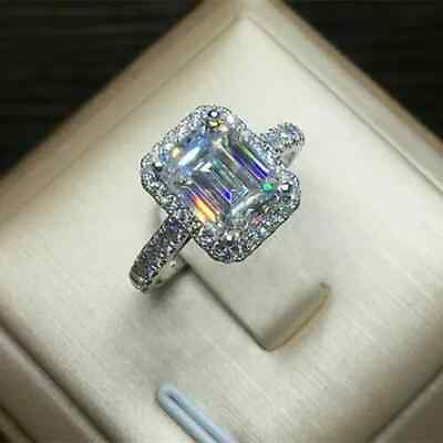 #ad 2.75 Ct Lab Created Emerald Cut Diamond 925 Sterling Silver Engagement Ring $79.99