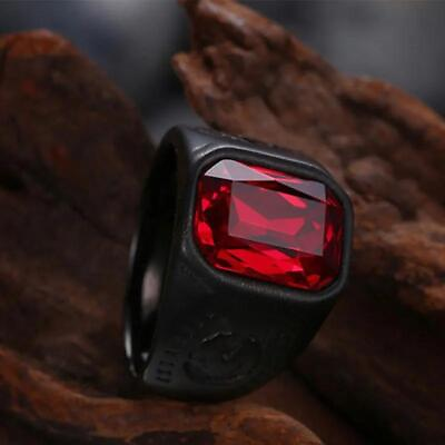 #ad Mens Black Red Tanzanite Stone Ring For Men Size 7 8 9 10 11 12 13 14 $8.54
