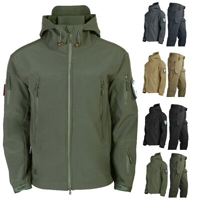 #ad Winter Autumn Fleece Men Jacket Military Tactical Suit Outdoor Camping Tracksuit GBP 72.39