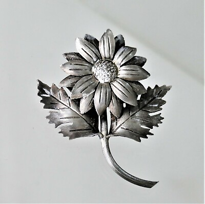 #ad EXTRAORDINARY Janna Thomas Sterling Silver Flower Brooch Tiffany Designer 1965 $295.00