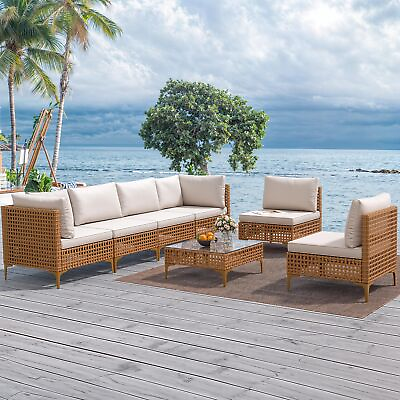 #ad 7X Outdoor Patio Furniture Set Sectional Sofa Rattan Chair Wicker Set w Cushion $487.44