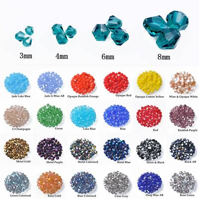#ad 3mm 4mm 6mm 8mm Bicone Faceted Crystal Glass Loose Beads lot for Jewelry Making $4.85