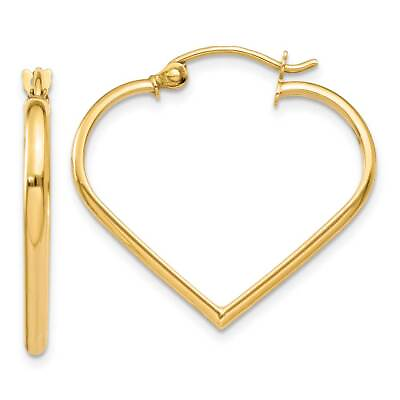 #ad 14k Gold Polished 2mm Heart Hoop Earrings 0.91quot; $245.82