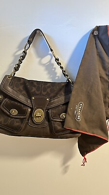 #ad Vintage Never Used COACH Brown chain Shoulder Bag . It’s Slightly Barely Used. $219.95