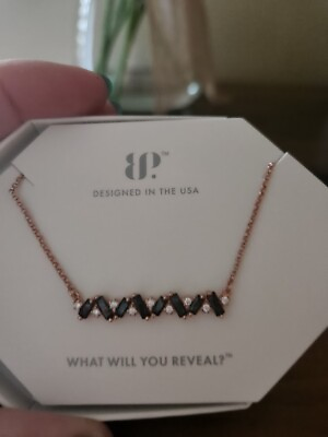 #ad Bomb party Necklace “Life Changing” Rose gold Black Ice Crystal BP $28.00