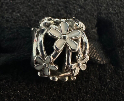 #ad Authentic Pandora Openwork White Daisy Flower Charm Preowned # 71 $37.99