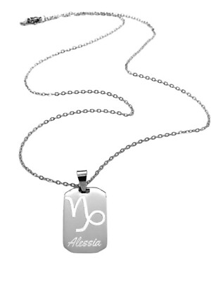 #ad Necklace Men#x27;s Women#x27;s Stainless Steel Name Sign the Zodiac Incision Custom $53.56
