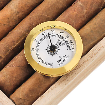 #ad Mechanical Cigar Humidor Hygrometer Round Gold Gauge Cigars Humidity Tester $8.81