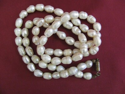 #ad VINTAGE LADIES WOMENS NATURAL PEARLS amp; BRONZE NECKLACE $93.60