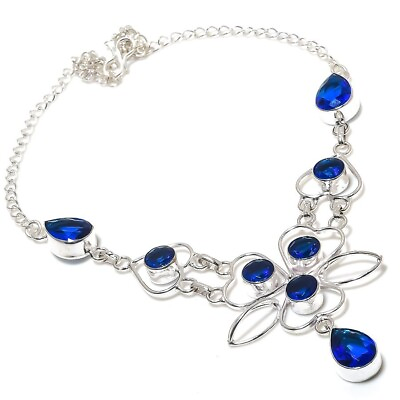 #ad Blue Tanzanite Gemstone 925 Handmade Sterling Silver Jewelry Necklaces Size 18quot; $10.99