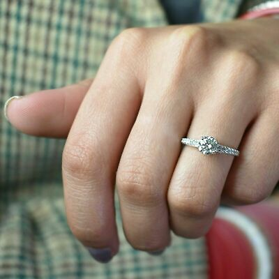 #ad Amazing 0.60 Ct Off White Solitaire Diamond Massive Ring with Small Diamond $228.95