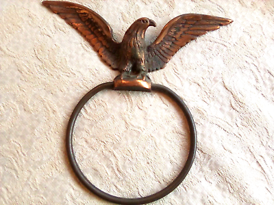 #ad Cast Copper Vintage Eagle with Round Circle Holder Patina 7.75 In Across $28.50