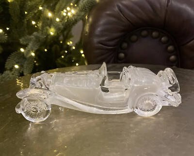 #ad Mercedes 500K Classic Convertible Clear amp; Frosted Glass Car Paperweight Mint $20.99