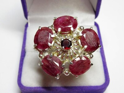 #ad Vintage Russian Sterling Silver 925 Ring Ruby Garnet Women#x27;s Jewelry Size 10.25 $225.00
