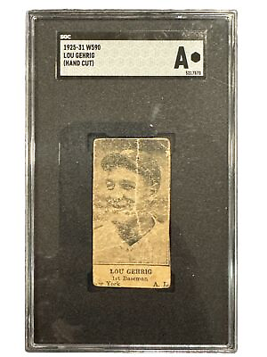 #ad 1925 31 W590 Lou Gehrig ROOKIE CARD RC 1st Baseman A.L. SGC A Hand Cut RARE $23500.00