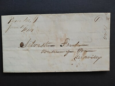 #ad NY: Peru 1844 Overseers of the Poor Stampless Cover Ms Clinton Co to Keeseville $25.00