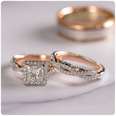 #ad Couple Jewelry Wedding Elegant 925 Silver Plated Ring Cubic Zircon Sz 6 10 C $5.78