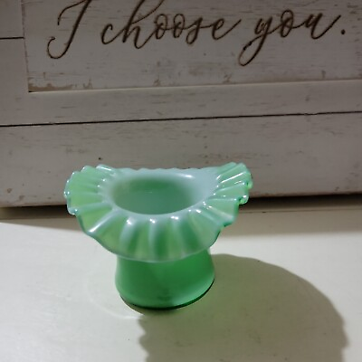 #ad Fenton Glass Jade Color Overlay Top Hat Toothpick Holder $39.99