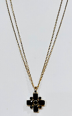 #ad Danecraft 24KT Gold Over 925 Sterling 2 Strand 19.6 Gram Black CZ Necklace 24” $79.99
