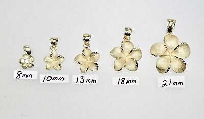 #ad Real 14kt Gold Hawaiian Plumeria Pendants Charms Handmade in Hawaii Diamond Cut $399.00