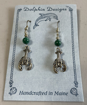 #ad Maine lobster Dangle earrings Sterling New QVC Rare Dolphin Designs Handcrafted $129.95