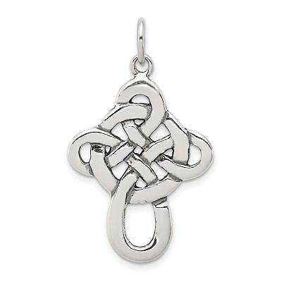 #ad Knotted Solid Celtic Cross Charm Pendant in 925 Sterling Silver 28 mm x 22 mm $40.99
