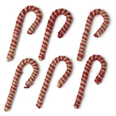 #ad Set of 24 Natural and Red Jute 5quot; Candy Canes for Decor $31.96