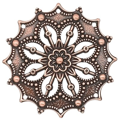 #ad Focal 10 Antiqued Copper Plated Brass 34x34mm Filigree Flower Connectors $15.96