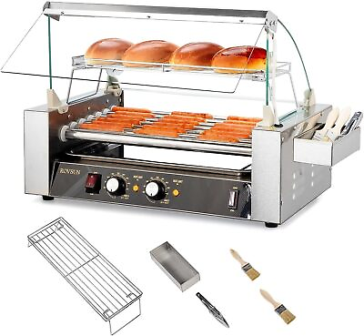 #ad Commercial Electric 18 30 Sausage Hot Dog 7 11 Roller Grill Cooker Machine Cover $128.99