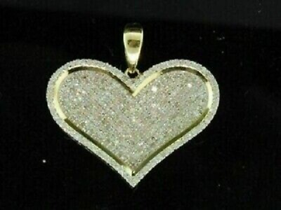 #ad 2.00 Carat Round D VVS1 Diamond Love Heart Pave Pendant 14K Yellow Gold Finish $35.28