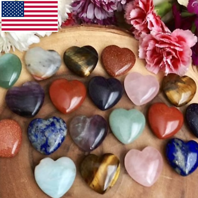 #ad 10PCS 20mm Crystal Hearts Natural Quartz Gem Mini Crystal Heart Stones USA $6.19