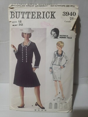 #ad Butterick Sewing Pattern 3940 Misses Suit In Two Versions Size 12 Cut Complete $9.50