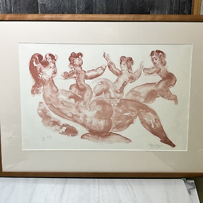 #ad Chaim Gross Happy Mother Lithograph 1985 Signed Numbered 2 5 AP Framed Matted $192.50