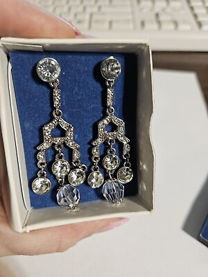 #ad Avon Crystal Rhinestone Chandelier Earrings Pierced $8.00