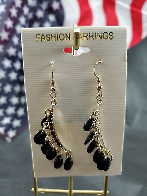 #ad Decorative Fashion Jewelry Dangle Pierced Earrings #213 Black $5.91