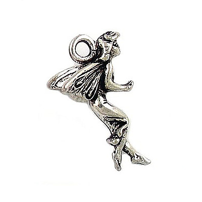 #ad FAIRY JEWELRY CHARM ANTIQUED SILVER PEWTER 27MM 2 JEWELRY CRAFT CHARMS PC11 $8.99