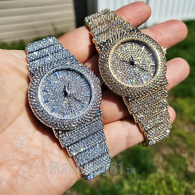 #ad Women Watch Round Luxury Chandelier Hip Hop Lab Diamond Full Iced Wristwatch $39.95