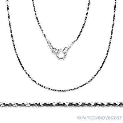 #ad Solid .925 Sterling Silver Black Rhodium Plated Snake Link Chain Necklace Italy $21.59