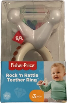 #ad Fisher Price Rock n#x27; Rattle Baby Teether New 3M Safe and soft. $8.99